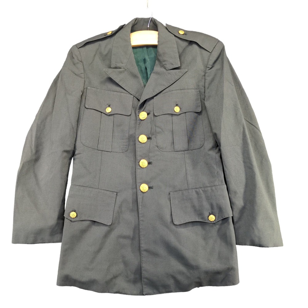 U.S. Army Tropical Dress Coat Green Size 34 Short Poly Wool Blend Uniform